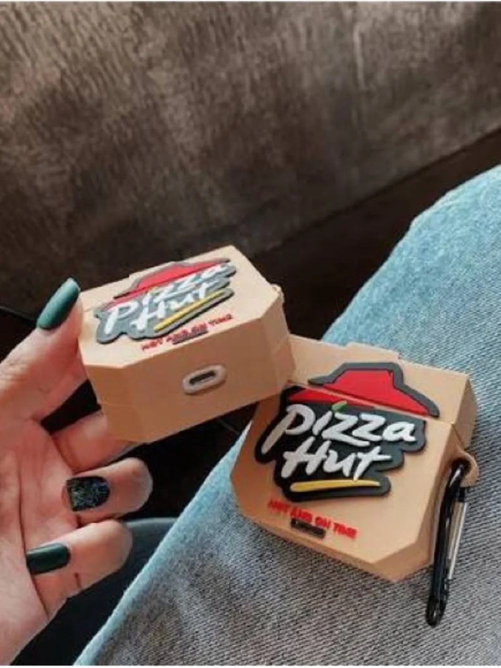Pizza Hut Beige Silicone AirPods Case with Keyring